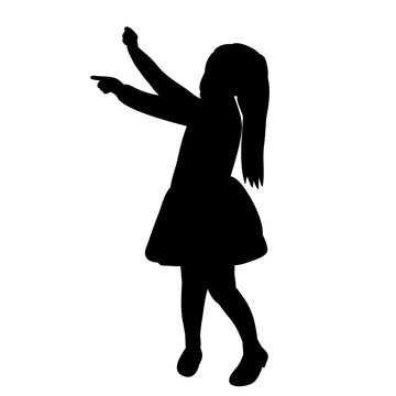  black silhouette little girl rejoices