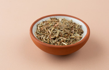 Organic cut sheep sorrel in a bowl side view