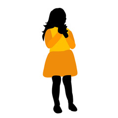 vector, on white background, colorful silhouette of child, girl