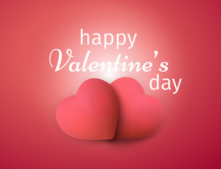 Happy Valentines Day banner. Realistic 3D hearts background