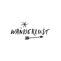 Vector hand drawn style font, cute lettering postcard, poster and sticker. Wanderlust text