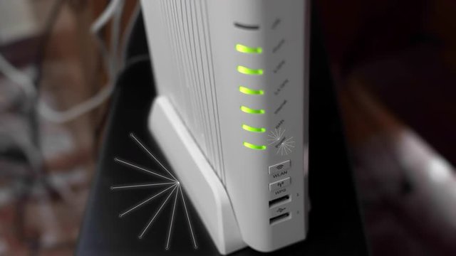 The Plugging of Router. Animation of the power scale of the router signal. 4K.