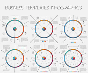 Naklejka premium Infograph business process or workflow With Text Areas 3 4 5 6 7 8 Positions. Set of templates Infograpchics