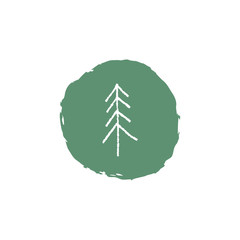 Silhouette vector sketch tree icon, simple hand drawn minimal design