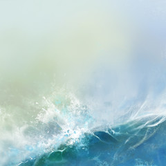 Raging Sea Waves on Light Sky Background Texture Background. illustration for background.