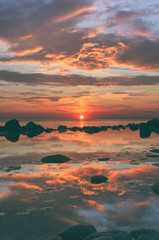 Sunset on the Baltic with reflection