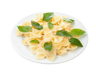 fresh pasta Farfalle isolated on white background