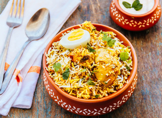 Traditional Chicken Biryani Served in a Clay Pot 