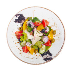 Fresh vegetable salad isolated on white background