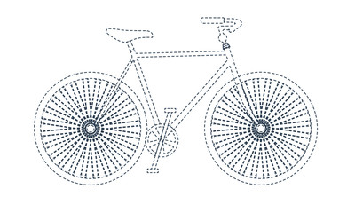 Vector symbol of bike silhouette with dotted outline. Vector illustration.