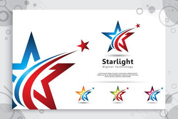 3D star vector logo with a modern and simple color style concept. star illustration as a symbol of business icon and corporate identity template.