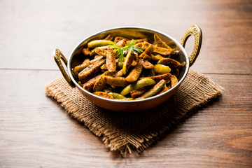 Tindora Sabzi / Tendli / tondli Fry also known as Ivy Gourd fry recipe. selective focus