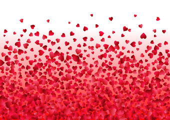 Valentines day vector background with cut paper hearts. Beautiful festive backdrop