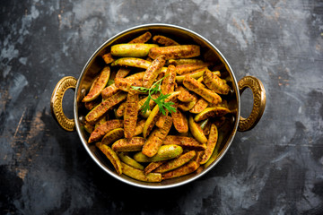 Tindora Sabzi / Tendli / tondli Fry also known as Ivy Gourd fry recipe. selective focus