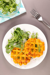 veagn waffle with salad