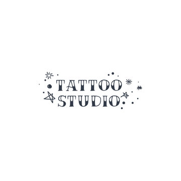 Vintage tattoo studio logo, emblem. Tattoo lettering style font, logo template