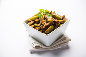 Tindora Sabzi / Tendli / tondli Fry also known as Ivy Gourd fry recipe. selective focus