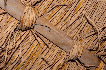 Twisted straw and bamboo closeup
