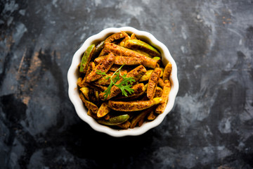 Tindora Sabzi / Tendli / tondli Fry also known as Ivy Gourd fry recipe. selective focus