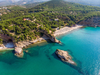 Thasos Island beach and bays aerial view