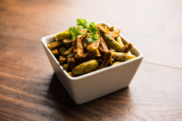 Tindora Sabzi / Tendli / tondli Fry also known as Ivy Gourd fry recipe. selective focus