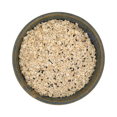 Bowl of oatmeal with flaxseed and chia seeds