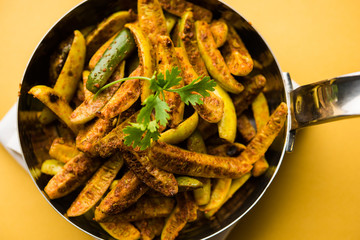 Tindora Sabzi / Tendli / tondli Fry also known as Ivy Gourd fry recipe. selective focus