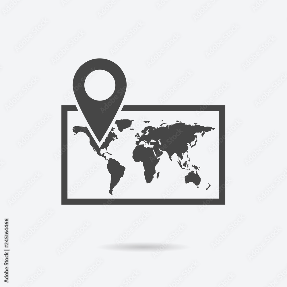 Poster Map icon flat style isolated on background. Map sign symbol for web site and app design.