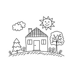 House drawing on white background