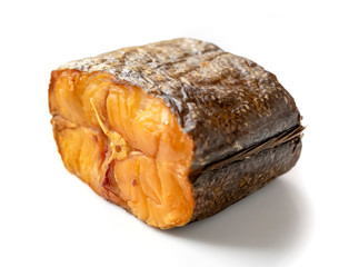 Smoked fish on white background