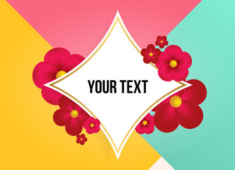 Naklejka na ściany i meble Text box with beautiful colorful flowers. Vector Illustration