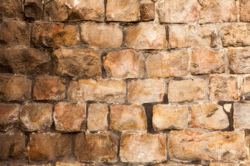 Od red brick wall texture background. bricked wall of orange color, wide vintage style.