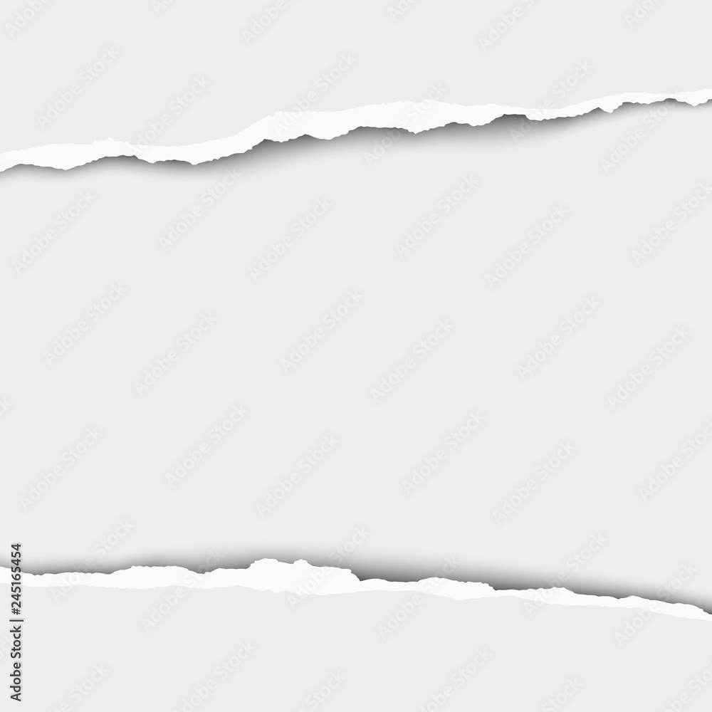 Sticker snatched middle of white paper which edges have soft shadow. vector template paper design.