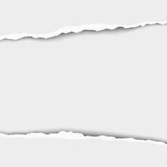 Obraz premium Snatched middle of white paper which edges have soft shadow. Vector template paper design.