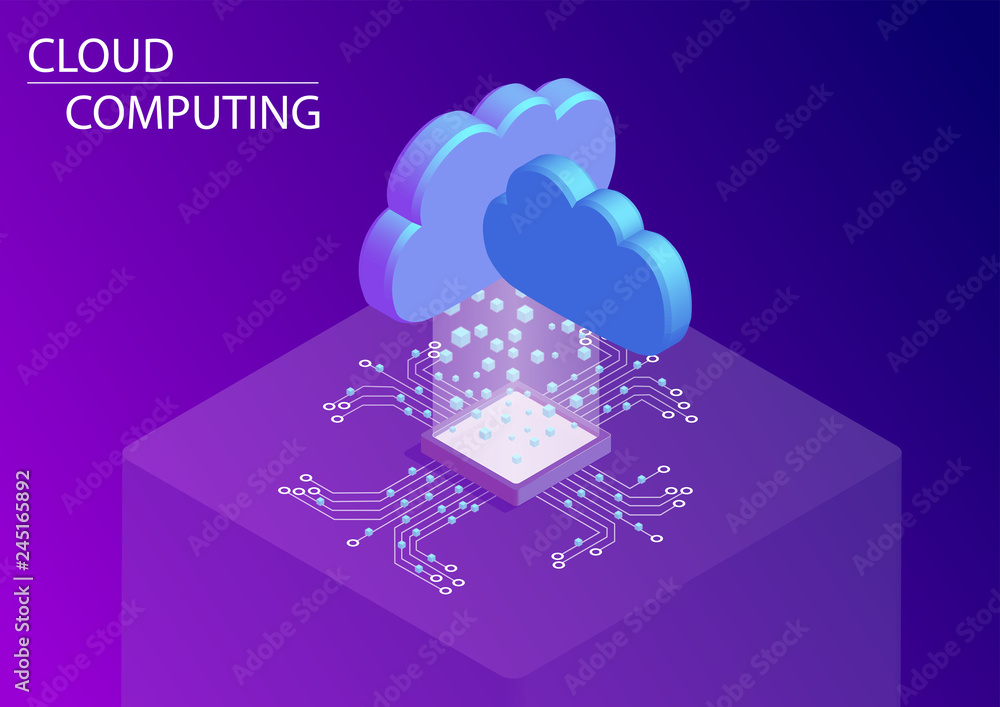 Aufkleber cloud computing and as a service concept. 3d isometric vector illustration.