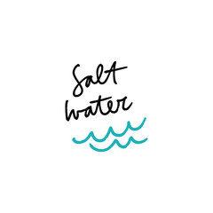 Vector illustration. Vintage hipster hand drawn lettering logo of surf and ocean.