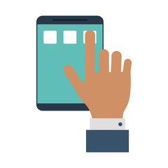 hand touching smartphone