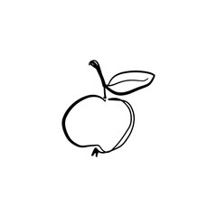 One line apple stylish drawing. Silhouette continuous line fruit, vector EPS Illustrator art.