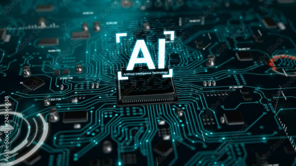 Poster 3d render ai artificial intelligence technology cpu central processor unit chipset on the printed ci