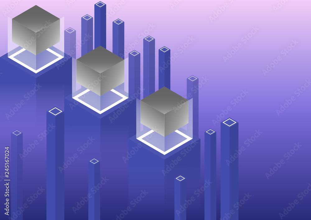 Poster isometric geometric pattern, bright vertical blocks and cubes. perfect background for your design pr