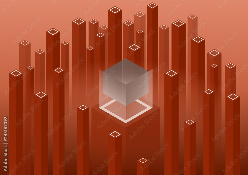 Poster isometric geometric pattern, bright vertical blocks and cubes. perfect background for your design pr