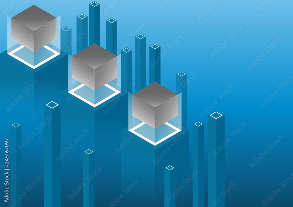 Poster isometric geometric pattern, bright vertical blocks and cubes. perfect background for your design pr