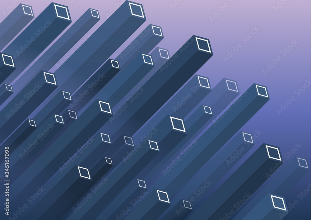 Poster modern isometric background. colorful vector structure with parallelepipeds.