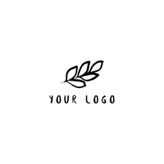 Fototapeta na wymiar Vector trendy hand drawn beauty logo for organic cosmetics, florist, blogger and more.