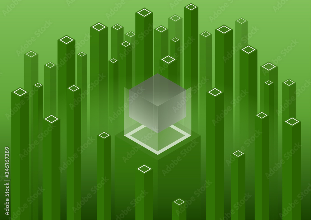Poster isometric geometric pattern, bright vertical blocks and cubes. perfect background for your design pr