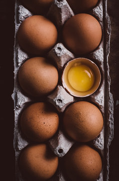 Close up of eggs in egg carton