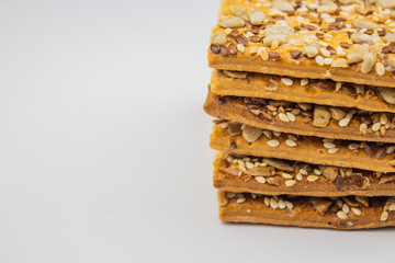 Cookies with cereals, healthy cookies with sunflower seeds, flax seeds and sesame seeds. space for text