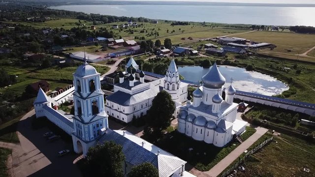 Nikitsky Monastery. Pereslavl-Zalessky. Gold ring of Russia. Pereslavl beyond the woods. Monastery. Church. Lake Pleshcheyevo. Aerial