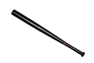 Black baseball bat isolated on white