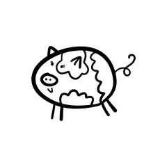 Vector hand drawn funny cute pig girl illustration.